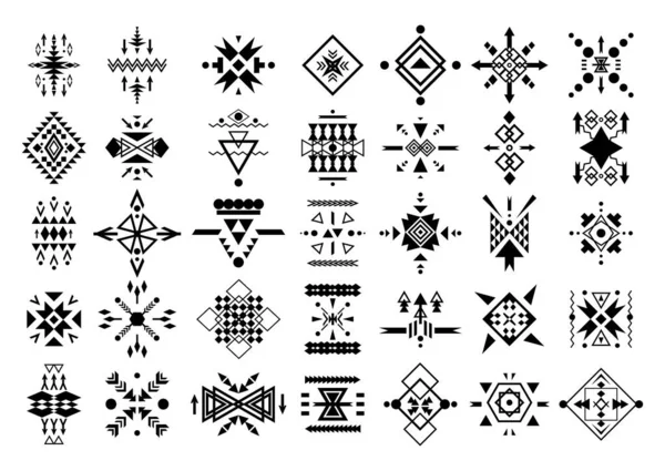 Sammlung Von Schwarzen Abstrakten Geometrischen Mustern Auf Weißem Hintergrund — Stockvektor