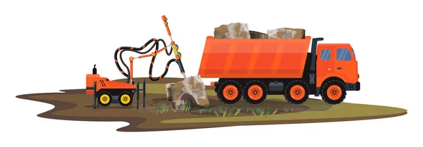 Illustrazione Dettagliata Marmo Frantumazione Pietra Estrazione Mineraria — Vettoriale Stock