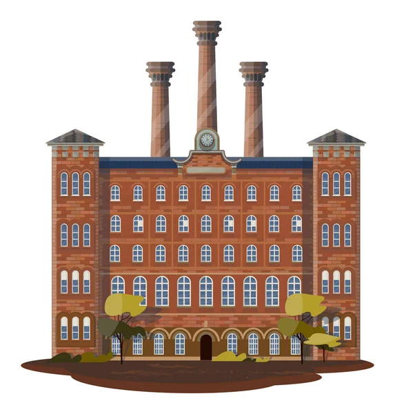 Szczegółowa Ilustracja Budynku Przemysłu Włókienniczego Grafika Wektorowa