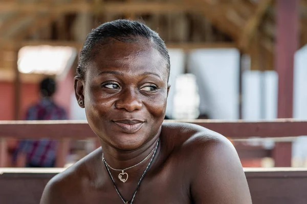 African Woman Enjoying Her Free Time Restaurant Accra Ghana West — ストック写真