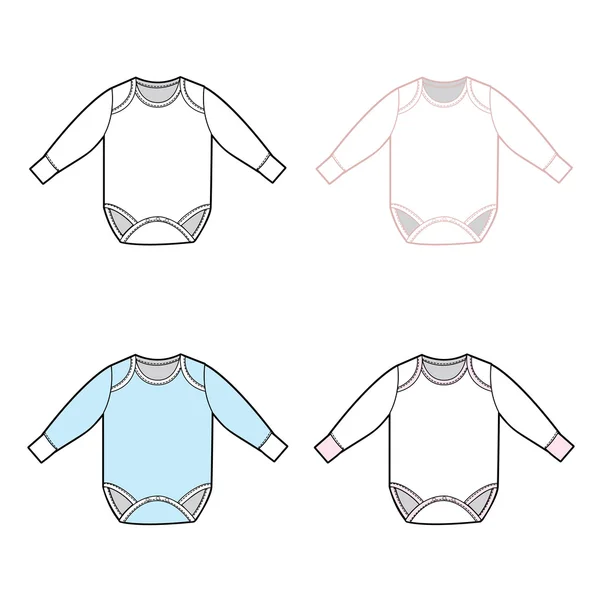 Long Sleeve Infant Bodysuit Set — Stock Vector