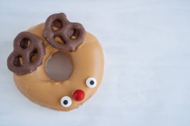 Close-Up of reindeer donut on White Background