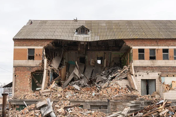 Kiev Kiev Oekraïne Februari 2022 Gedeeltelijk Verwoest Gesloopt Oud Gebouw — Stockfoto