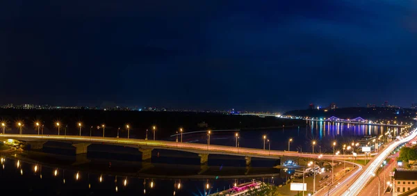 Ukrajina Kyjev 2015 Letecký Panoramatický Výhled Centrální Část Kyjeva Mosty — Stock fotografie