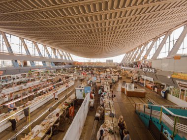 Kyiv, Ukraine  July 04, 2017: A big and famous market in a building with many sellers and different kind of products