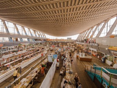 Kyiv, Ukraine  July 04, 2017: A big and famous market in a building with many sellers and different kind of products