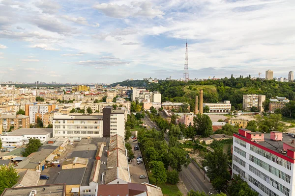 Kyiv Ukraine July 2017 Beautiful Panorama Podil Area Aerial View — стокове фото