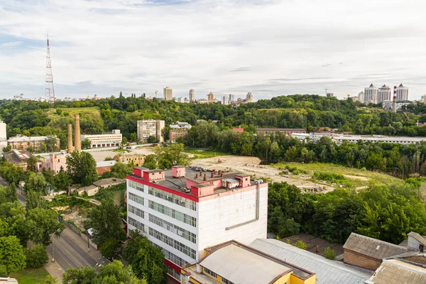 Kijev Ukrajna Július 2017 Gyönyörű Panoráma Podil Terület Légi Felvétel — Stock Fotó