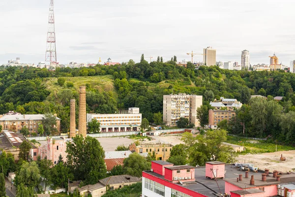 Kyiv Ukraine July 2017 Beautiful Panorama Podil Area Aerial View — стокове фото