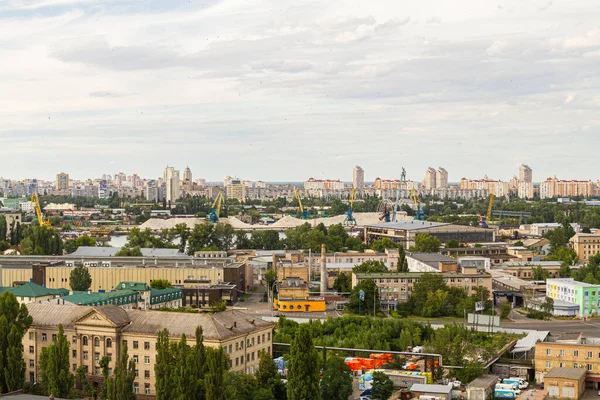Kyiv Ukraine July 2017 Beautiful Panorama Podil Area Aerial View — Stock Photo, Image