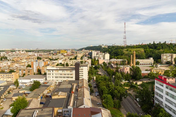 Kyiv Ukraine July 2017 Beautiful Panorama Podil Area Aerial View — Foto Stock