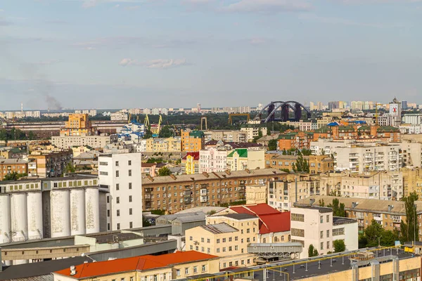 Kyiv Ukraine July 2017 Beautiful Panorama Podil Area Aerial View — Stock Photo, Image