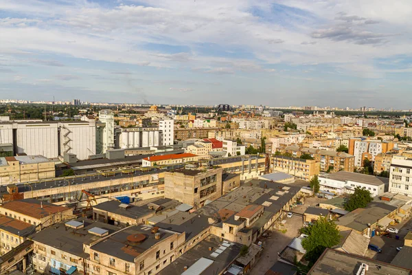 Kyiv Ukraine July 2017 Beautiful Panorama Podil Area Aerial View — Stock Photo, Image