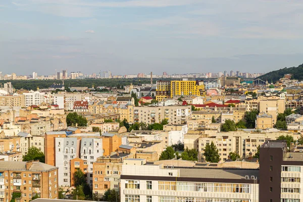 Kiev Ucrania Julio 2017 Hermoso Panorama Zona Podil Vista Aérea —  Fotos de Stock