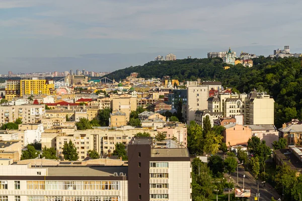 Kyiv Ukraine July 2017 Beautiful Panorama Podil Area Aerial View — ストック写真
