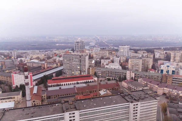 Ucrânia Kiev Março 2016 Vista Panorâmica Aérea Parte Central Cidade — Fotografia de Stock