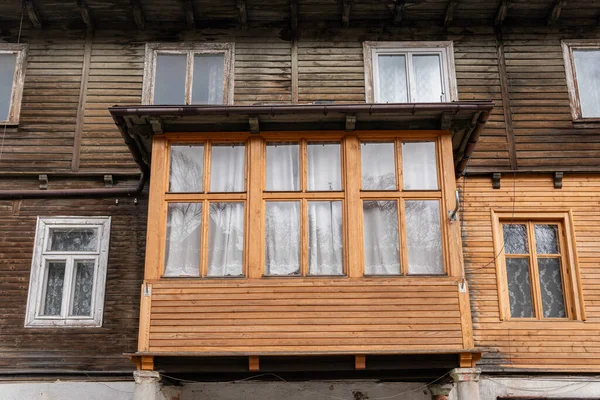 Poland Rabka Zdroj April 2022 Big Wooden House Balcony Vintage — 图库照片