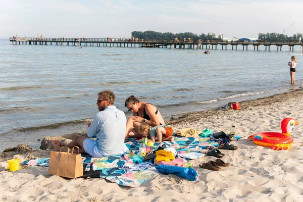 Sweden Ahus August 2022 Family Child Enjoying Time Beach Hot — Foto de Stock