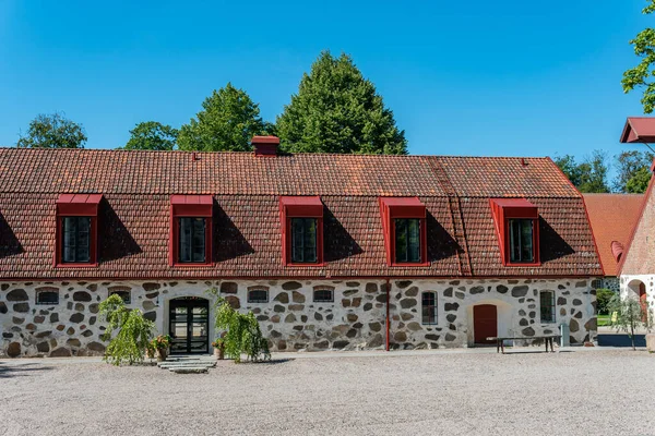 Piękny Niezwykły Zabytkowy Odnowiony Budynek Kamieni Szwecji Wanas — Zdjęcie stockowe