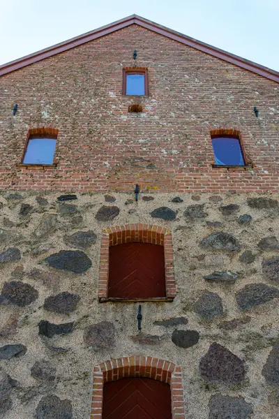 Belo Incomum Edifício Antigo Renovado Partir Pedras Suécia Wanas — Fotografia de Stock