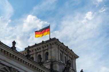 German flag on the Reichstag building. German flag.
