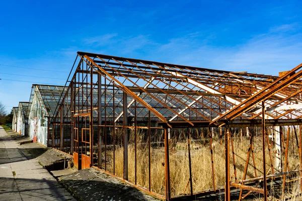 Greenhouse Complex Abandoned State Old Dilapidated Greenhouses — Stock Photo, Image