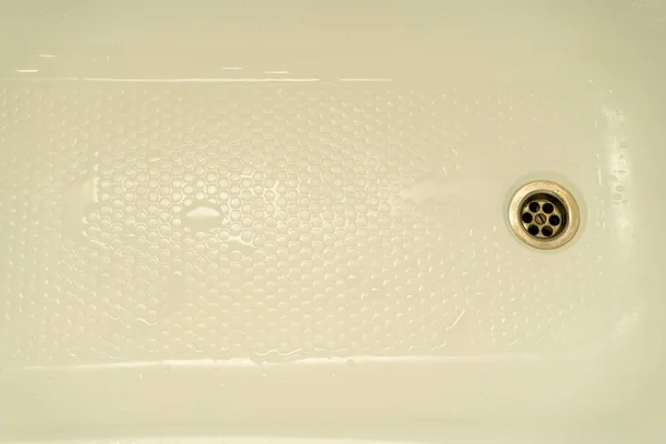 Bottom Acrylic Bath White Traces Water Residue Drain Hole — Φωτογραφία Αρχείου
