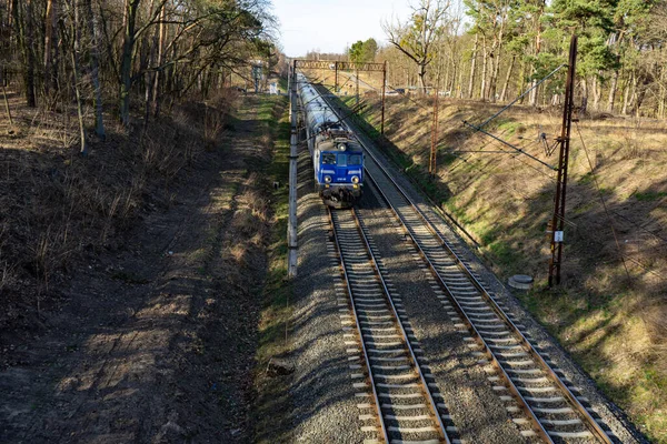 Train Passing High Speed Top View Out Focus — Stock fotografie
