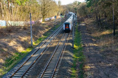 outgoing train. View of the last car of the train.