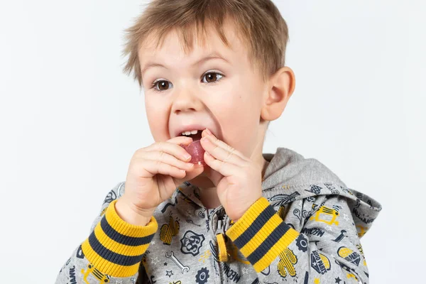 Criança Adorável Coloca Treinador Miofuncional Boca Tariner Dental Feito Para — Fotografia de Stock