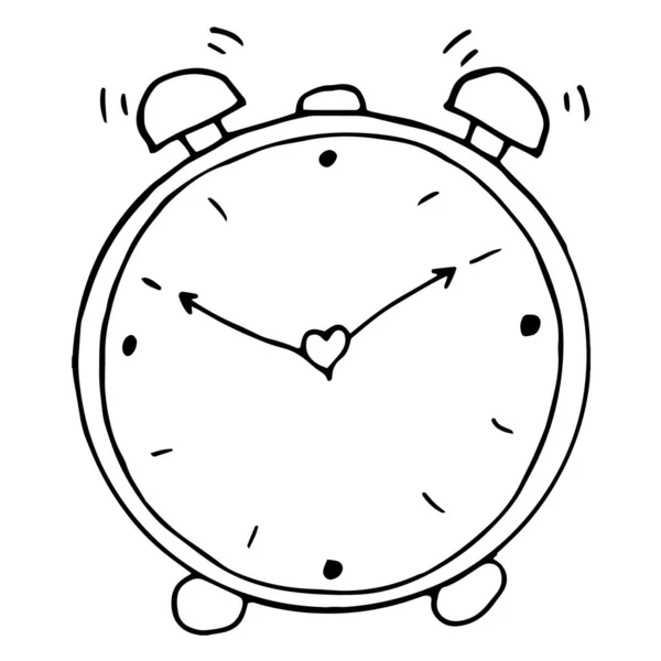 Handdrawing Clock Black White Isolated Stock Vector Illustration — Vettoriale Stock