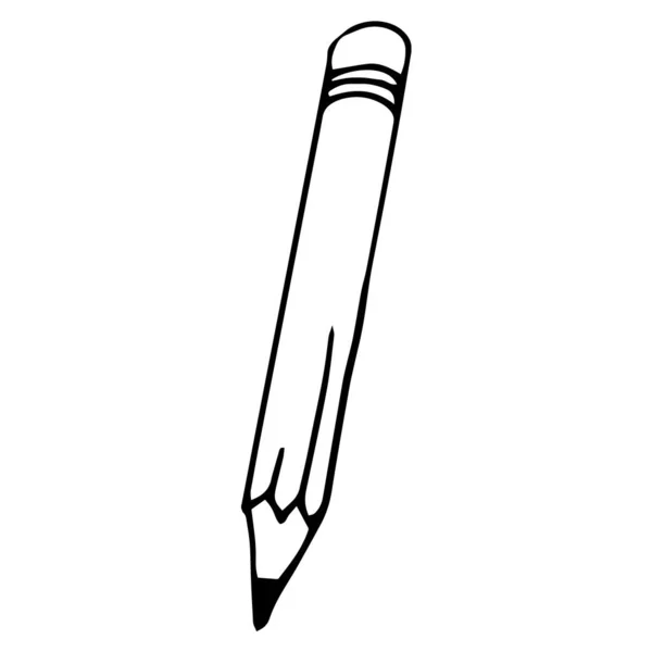 Crayon Dessin Main Noir Blanc Isolé Illustration Vectorielle Stock — Image vectorielle