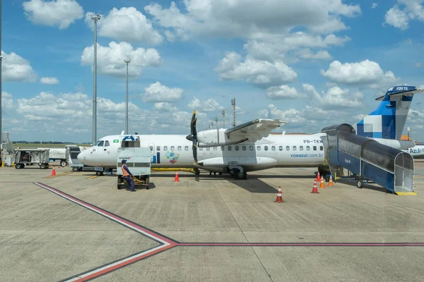 Campinas Viracopos Airport Brazil March 2022 Turboprop Plane Open Luggage — Photo