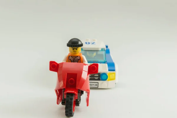 Bauru Brasilien September 2019 Minifigur Eines Diebes Auf Einem Motorrad — Stockfoto