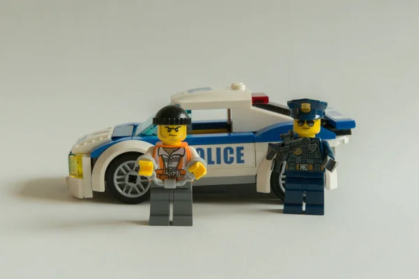 Florianpolis Brazil March 2020 Police Officers Minifigure Front Patrol Car — Stockfoto