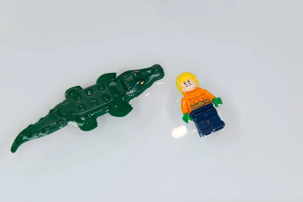 Bauru Brazil June 2022 Top View Lego Minifigure Aquaman Angry — Stockfoto