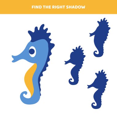 Çizgi film denizatı için doğru gölgeyi bul..