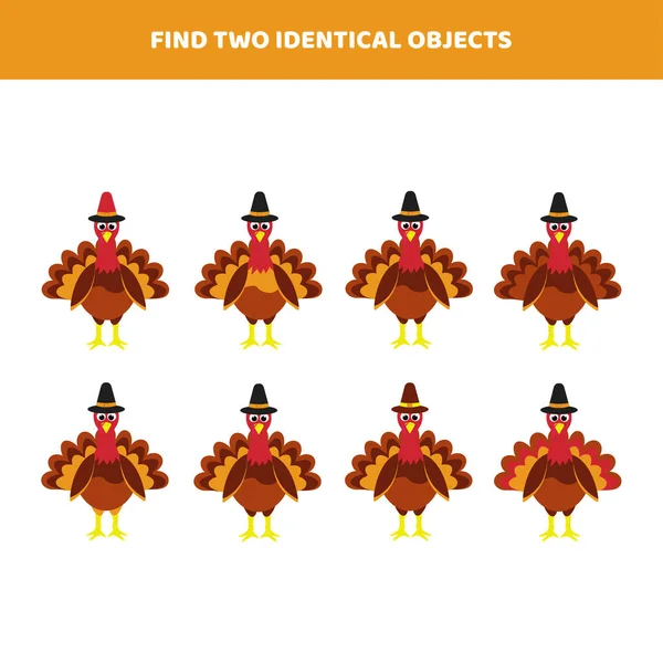 Birbirinin aynı iki nesne. Çocuklar için eşleştirme oyunu.