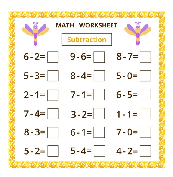 Matematik ödevi. Çıkarma. Yusufçuğu olan çocuklar için eğitim kartı..