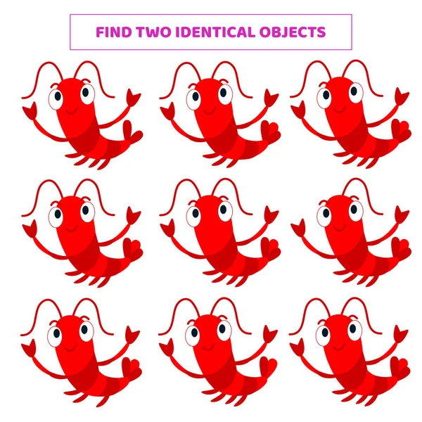 Birbirinin aynı iki nesne. Çizgi film karidesi ile eşleştirme oyunu.