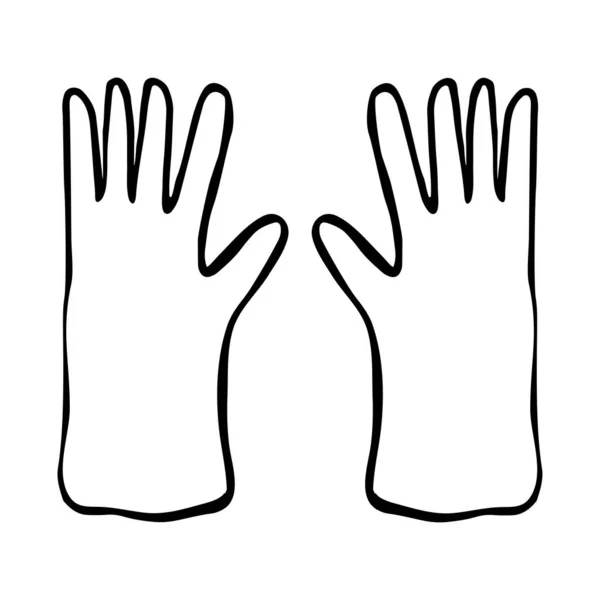 Handgetekende Rubberen Handschoenen Vector Illustratie — Stockvector