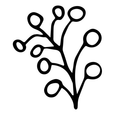 El çizimi şirin, karalama soyut filizler. Vektör illüstrasyonu.