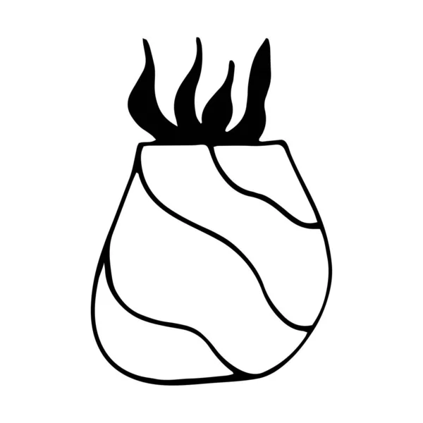 Çiçek saksısına elle çizilmiş şirin bir ofis bitkisi. Vektör illüstrasyonu.