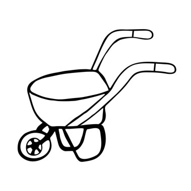 El çizimi el arabası ikonu. Vektör illüstrasyonu.
