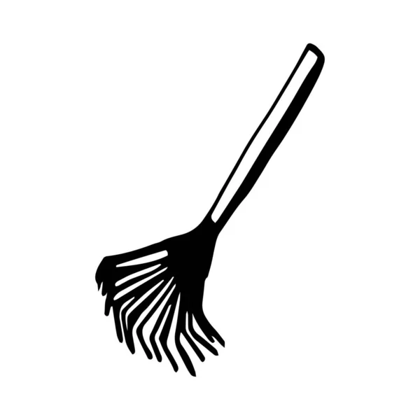 Hand Drawn Doodle Garden Rake Icon — Vector de stock