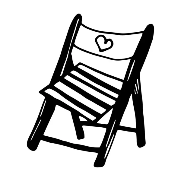 Ręcznie Rysowane Doodle Drewniane Składane Krzesło Ikona Ilustracja Wektora Grafika Wektorowa