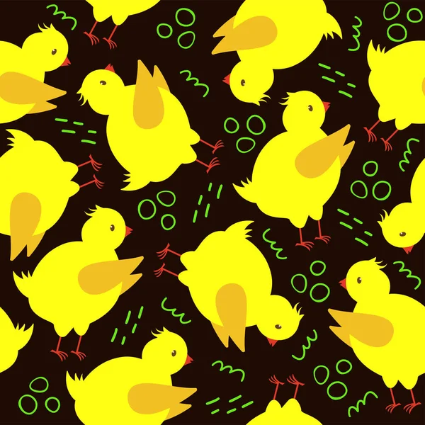 Płynny Wzór Cute Kurczaka Kreskówki Ilustracja Stockowa