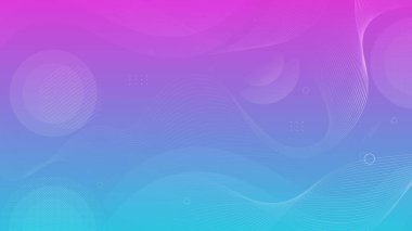 Yarı saydam geometrik şekilleri ve çizgileri olan soyut vektör arkaplanı. Mor renklerle mavi ve pembe.