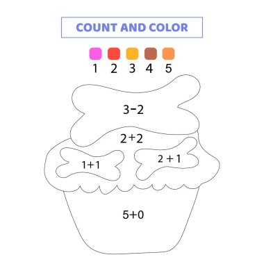 Çocuklar için sayım ve renk çalışma tablosu.