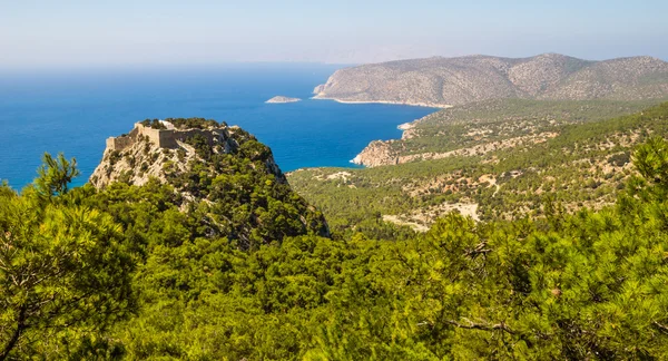 Monolithos kast, Rodos, Yunanistan - deniz görünümü manzara